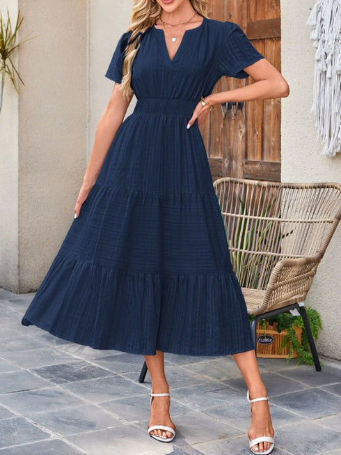 tiered-notched-short-sleeve-dress OhSoStyled at Sophia's Style-20
